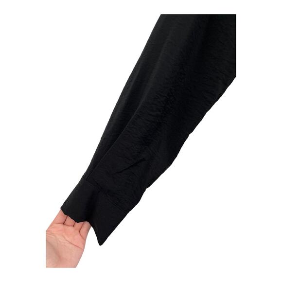 Vince Dress Long Sleeve wrap front shirt black Medium M - Picture 3 of 10